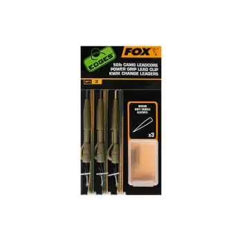 FOX EDGES 50lb Camo Leadcore Power Grip Lead Clip Kwik Change Leaders