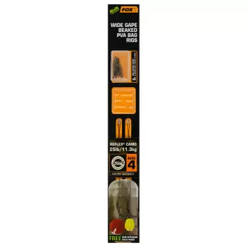 FOX EDGES Wide Gape Beaked PVA Bag Rigs 25lb Size 4 Brown & Green