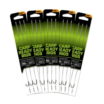 FOX Carp Ready Rigs x 3 - Wide Gape size 4 (25lb)