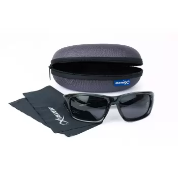 MATRIX Polarised Sunglasses Trans Black Wraps/Grey Lense